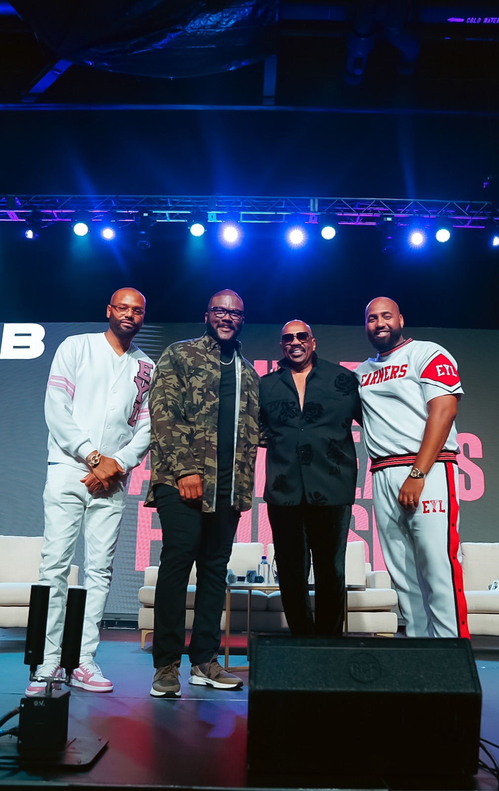 Tyler Perry & Steve Harvey with Earn Your Leisure, photographed by Rashiid Marcell